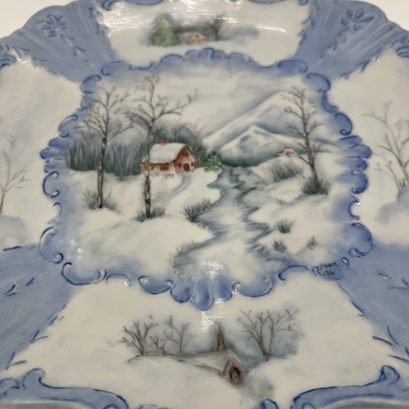 Vintage‎ Hand Painted Winter Scene Decorative Plate Signed 1976 - Picture 11 of 14